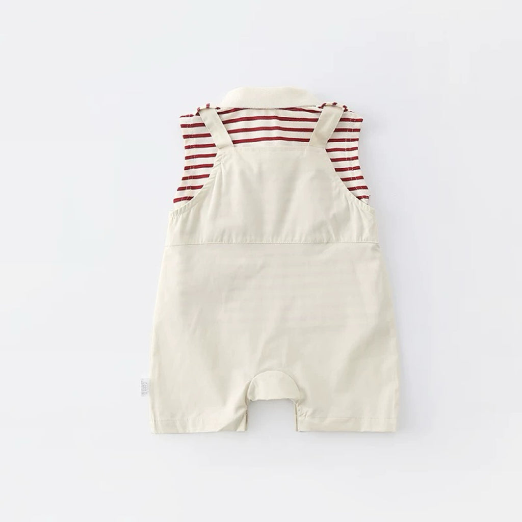Red Stripe Baby Overall Set