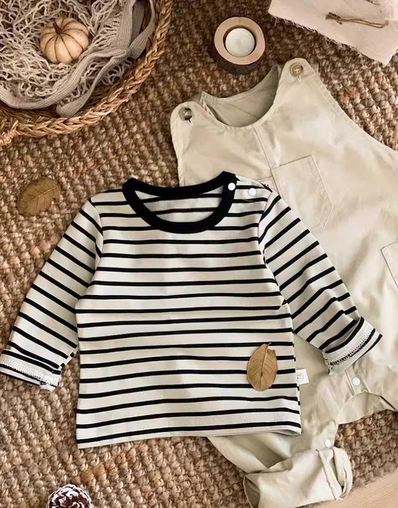 Baby Overall & Striped Top Set