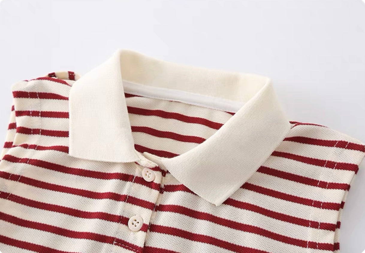 Red Stripe Baby Overall Set