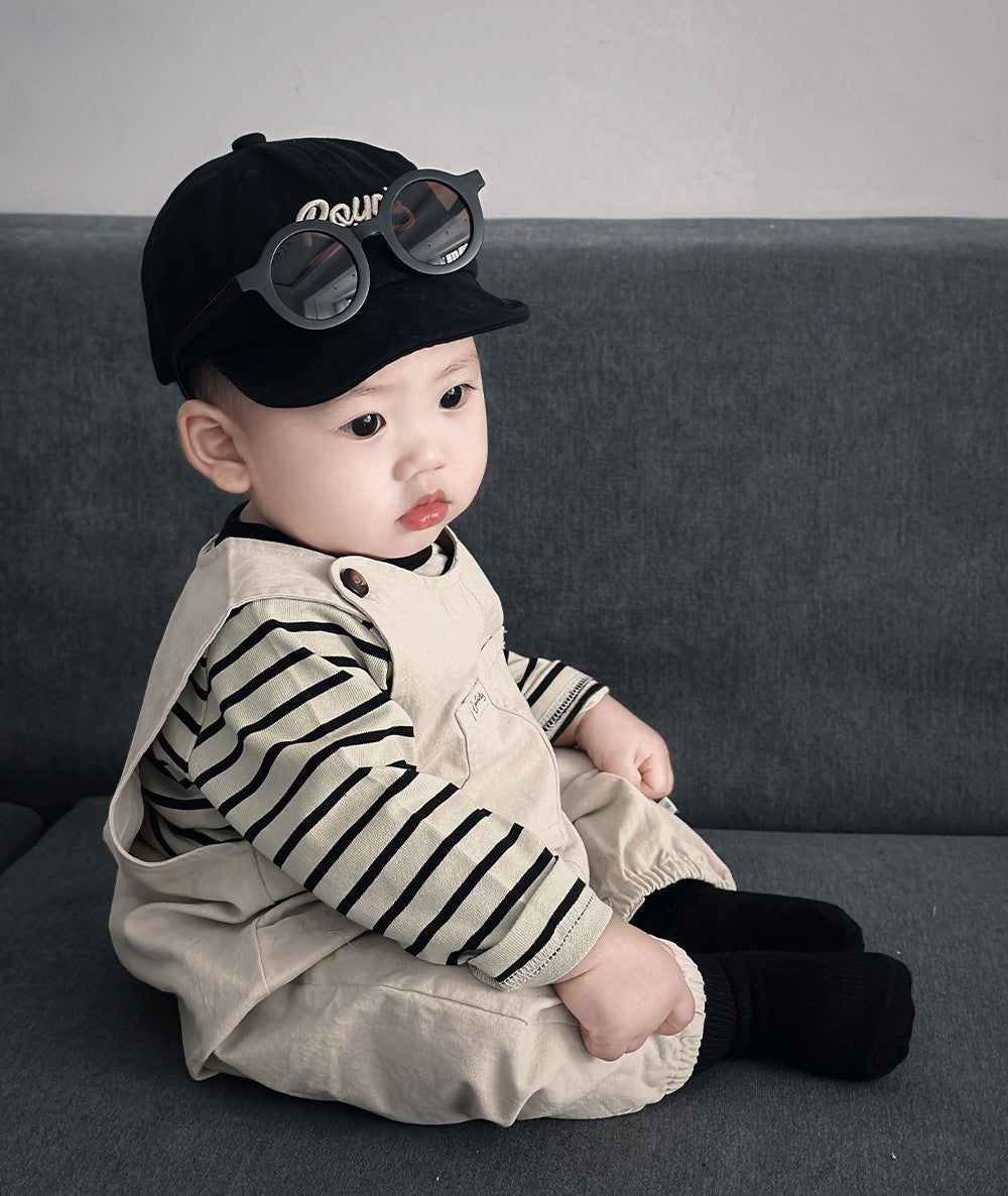 Baby Overall & Striped Top Set