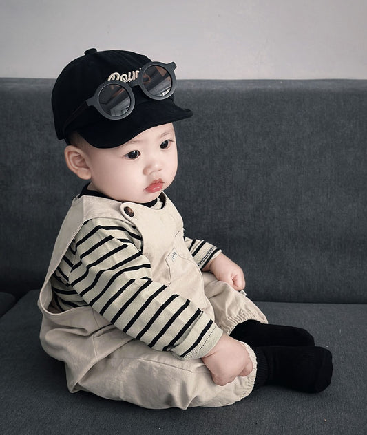 Baby Overall & Striped Top Set