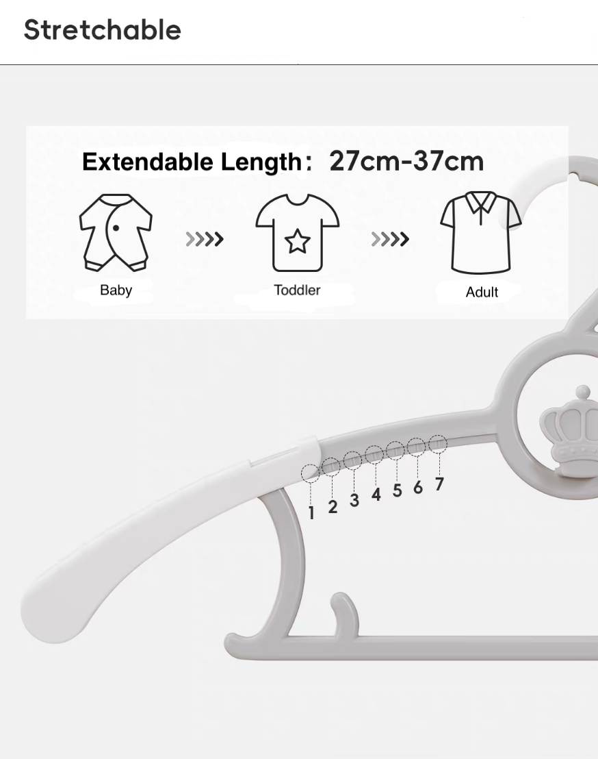 Extendable Baby Clothes Hangers (10 Pack)