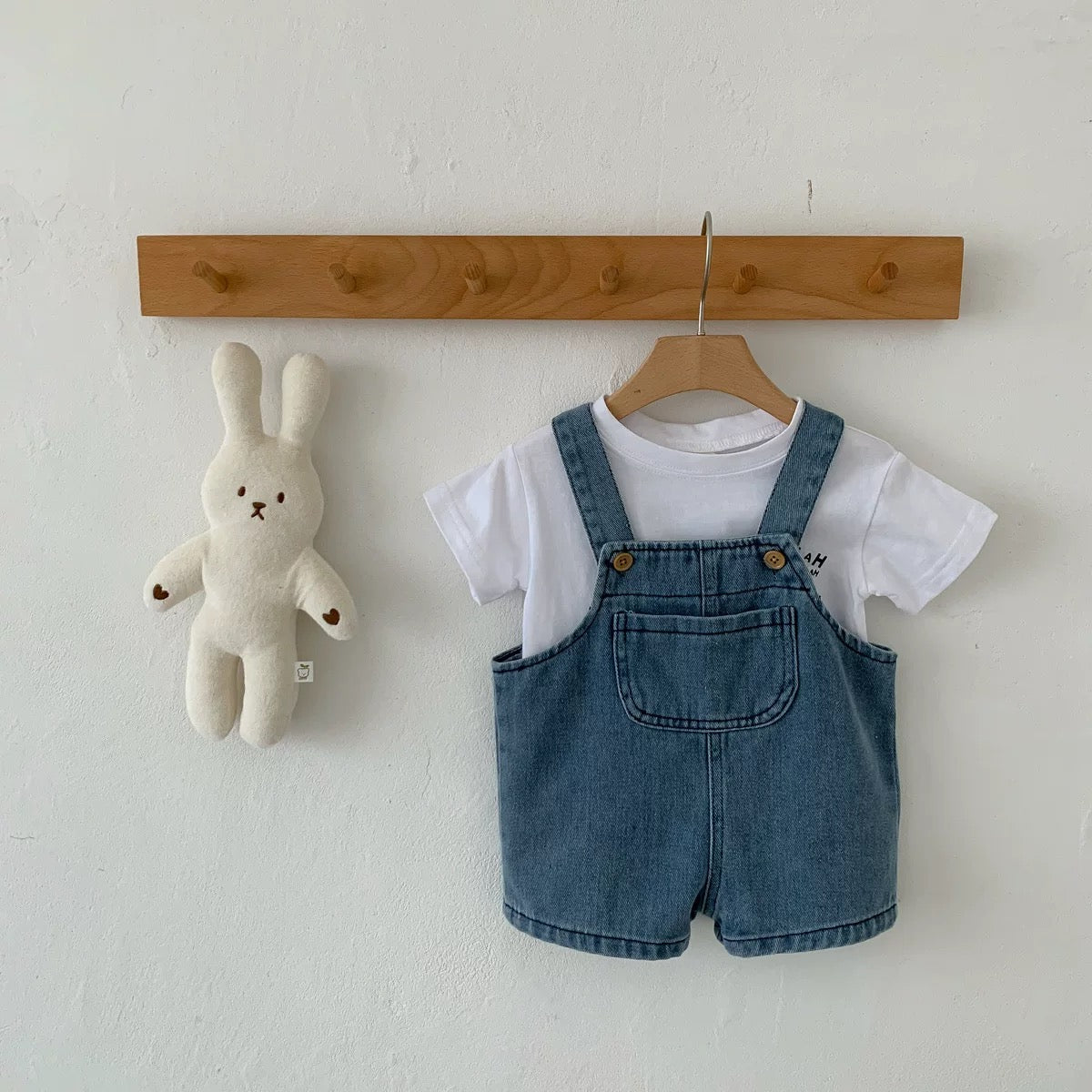 Denim Overall & T-Shirt Set